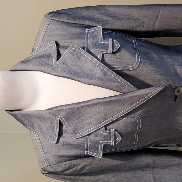 Michael Kors Collection "denim" shantung silk blazer - Picture 2 of 15
